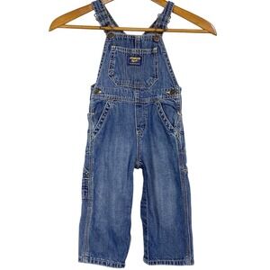 VTG 80's Oshkosh B'Gosh 18 Month Vestbak‎ Blue Denim Bib Jean Overalls Snap USA